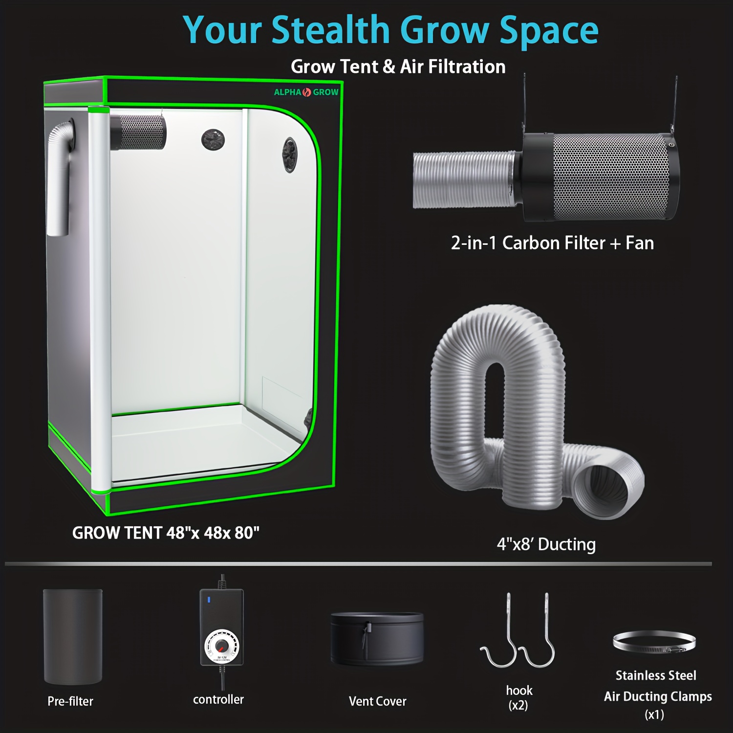 알파그로우 4X4 실내 재배 텐트 패키지 (통합 팬 필 - Grow Tent 4X4 리뷰 및 가격